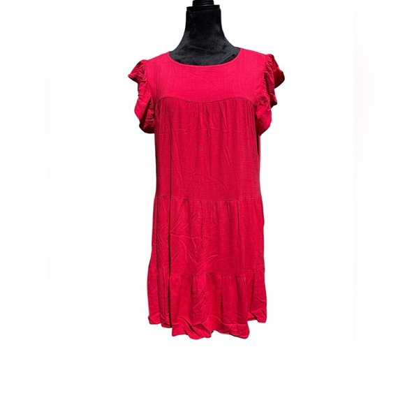 Altar’d State Red Ruffle Sleeve Dress size Medium - Picture 1 of 11